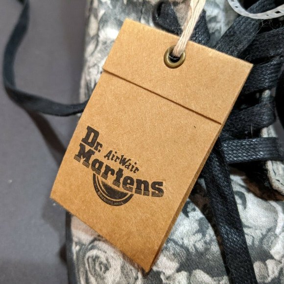 New DR. MARTENS Hackney Floral Skull Gray/White Canvas Boots Womens Size 7 - Picture 6 of 12